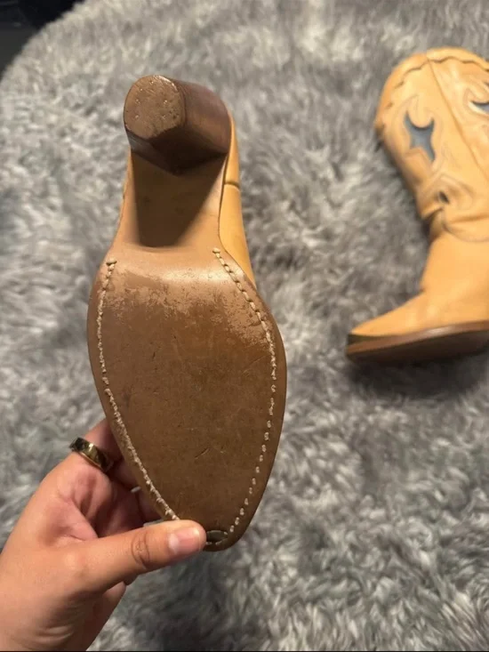 Zodiac Tan Leather Western Heeled Boots - Picture 3 of 4